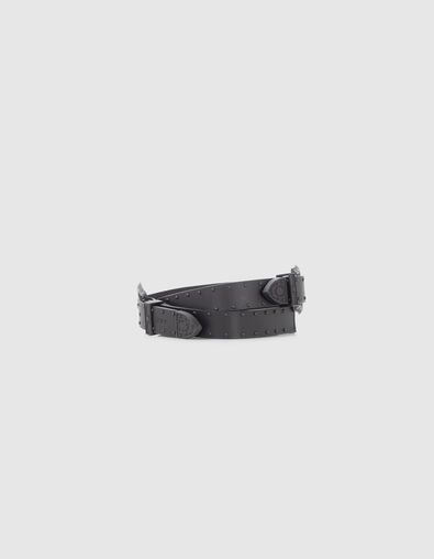 Cinturón cuero negro hebilla doble western mujer - IKKS