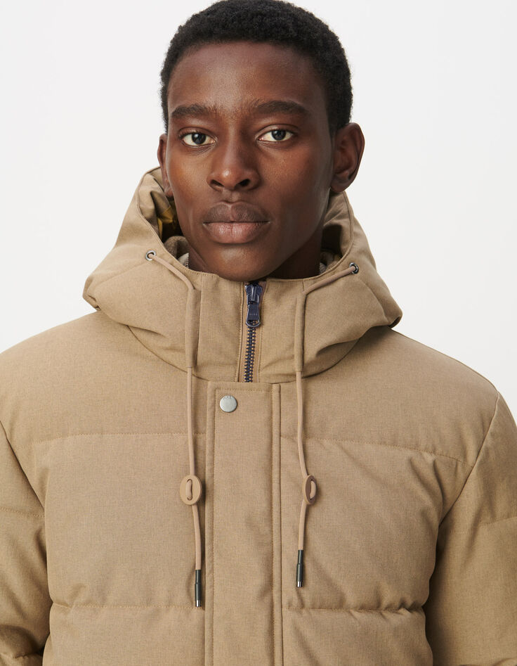 Lange beige pufferjas WATERPROOF Heren-7