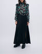 Lange zwarte rok in viscose met split Dames-6