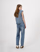 Veste sans manches en jean bleu fille-2