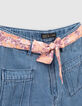 Mädchen-Jeansshorts Bio, Gürtel, psychedelische Blumen-3