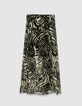 Women’s black ruffled long skirt with zebra print-5