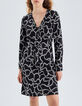 Women’s black dress with ecru lettering print-1