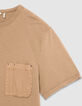 T-shirt beige col rond poche plaqu&eacute;e Homme-7