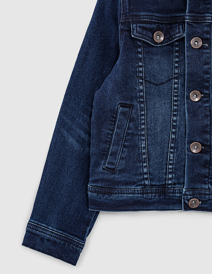 Veste en jean blue vintage à capuche amovible garçon -6