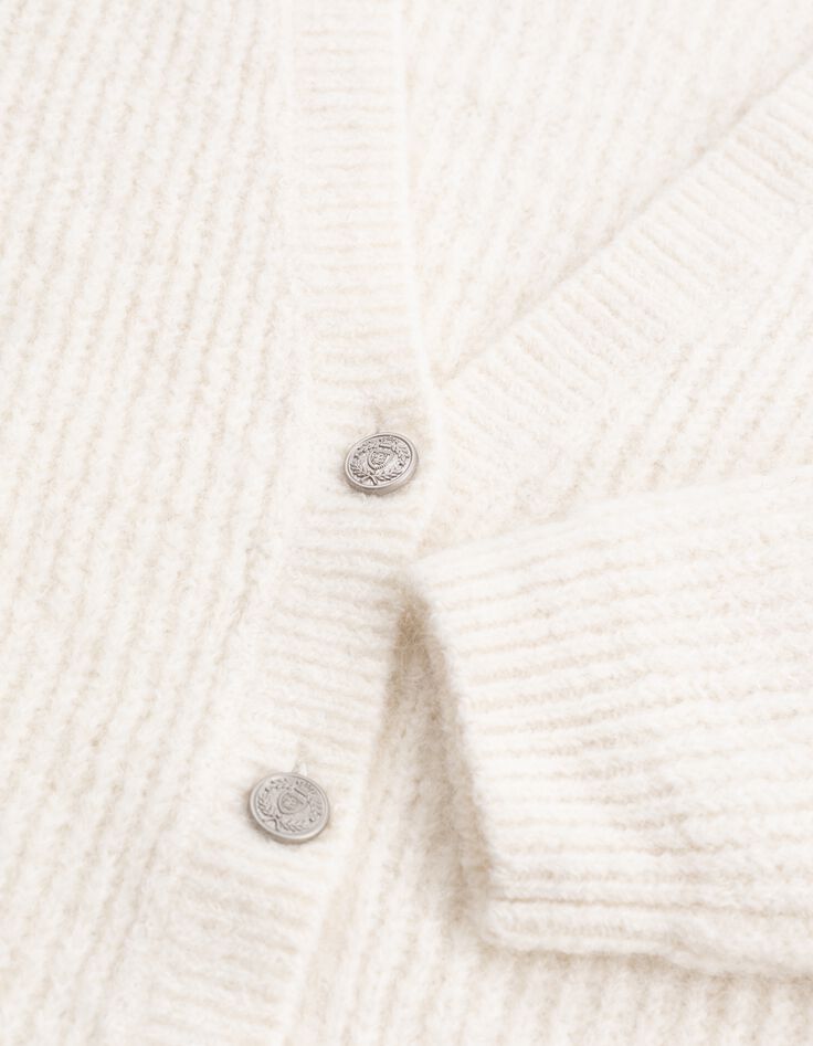 Cardigan blanc cass&eacute; tricot Femme-7