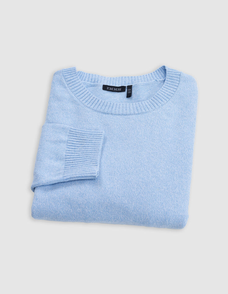 Jungenstrickpullover, grau, Jacquardmuster, Schrift hinten-7