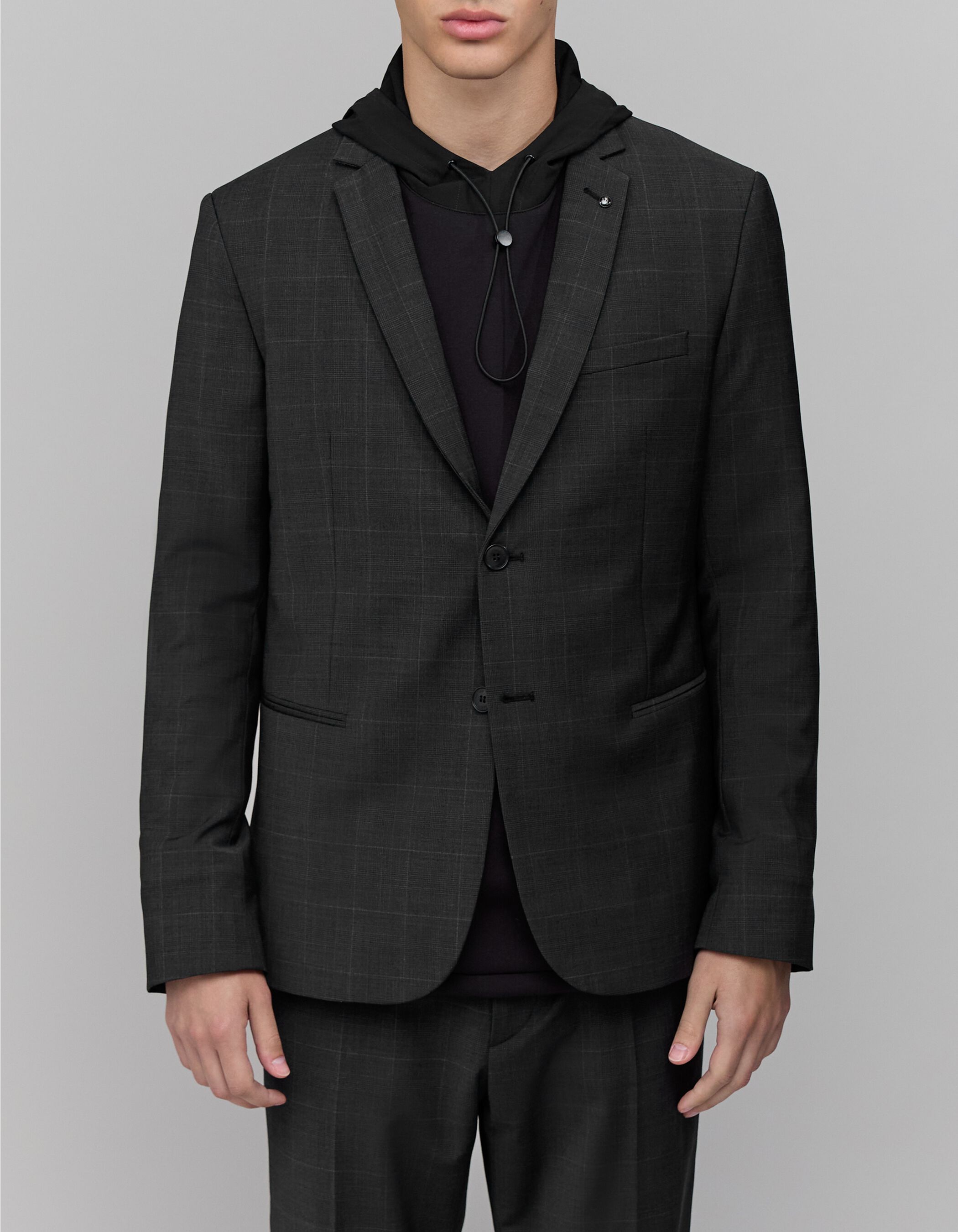 Men's anthracite check suit jacket