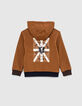 Boys’ cognac fleece-lined cardigan-5