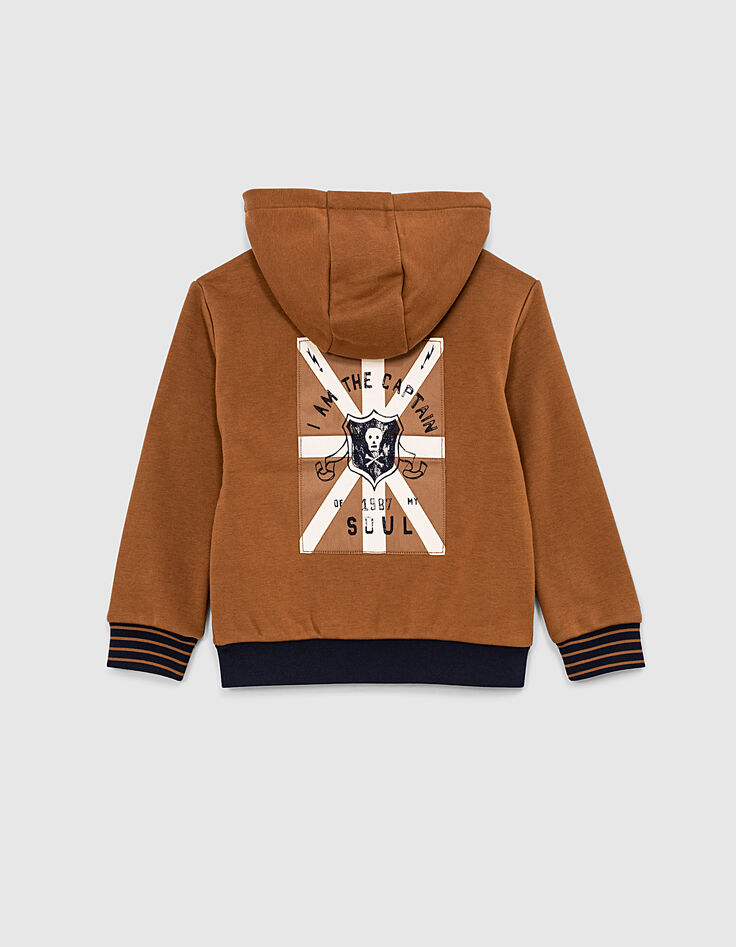 Boys’ cognac fleece-lined cardigan-5 Boys’ cognac fleece-lined cardigan-5