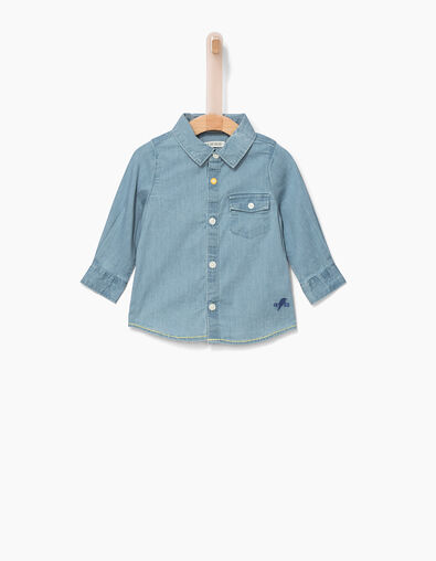 Baby boys' faded blue denim-style shirt  - IKKS