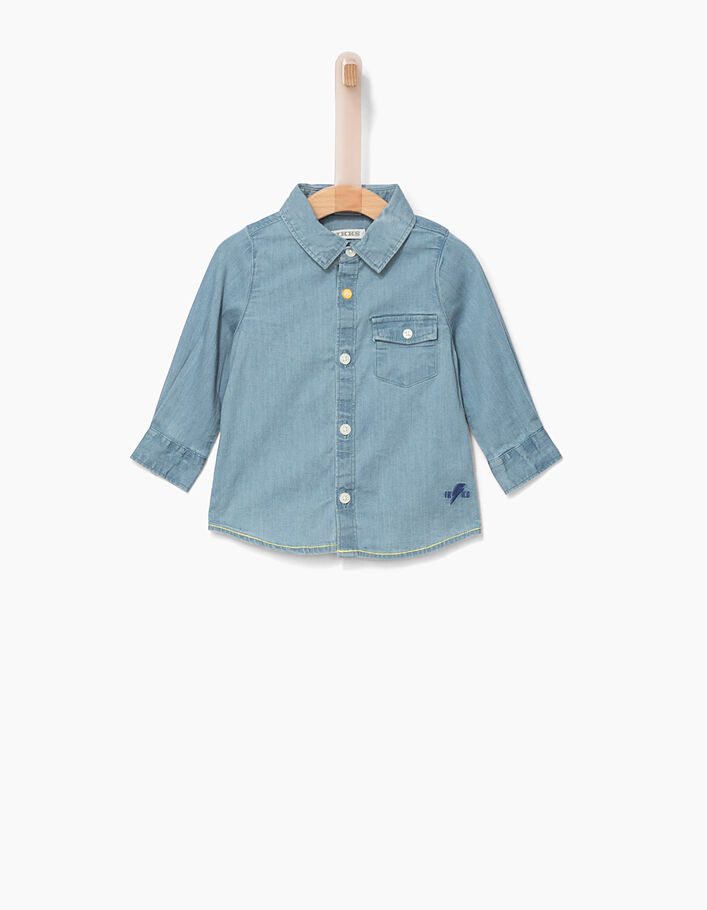 Baby boys' faded blue denim-style shirt  - IKKS
