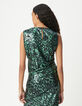 Dames-top met camouflageprint in groen metallic-3