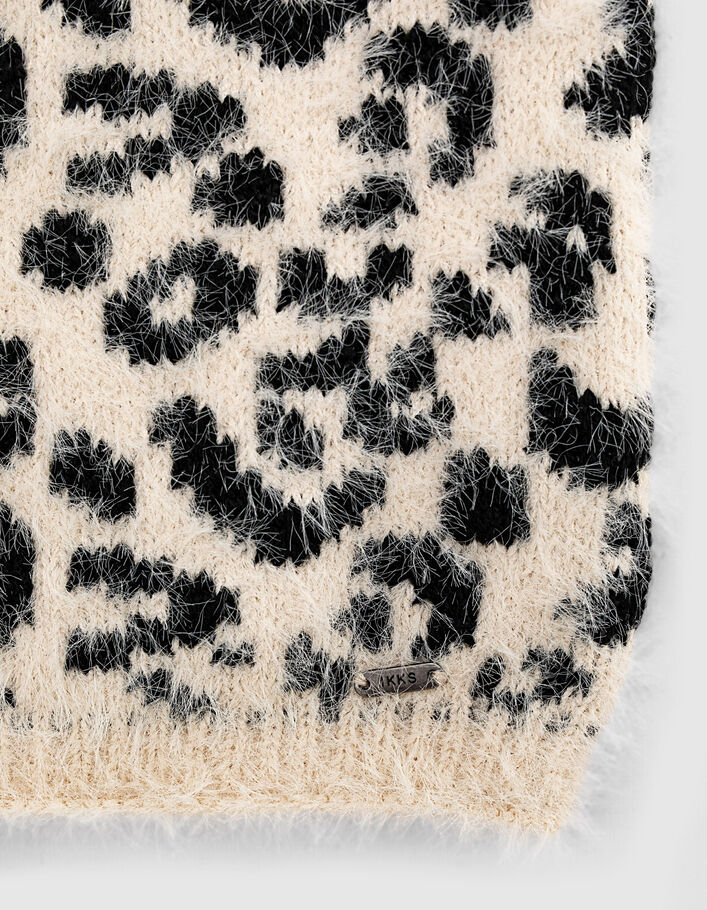 Girls’ beige marl fur-lined knit snood - IKKS