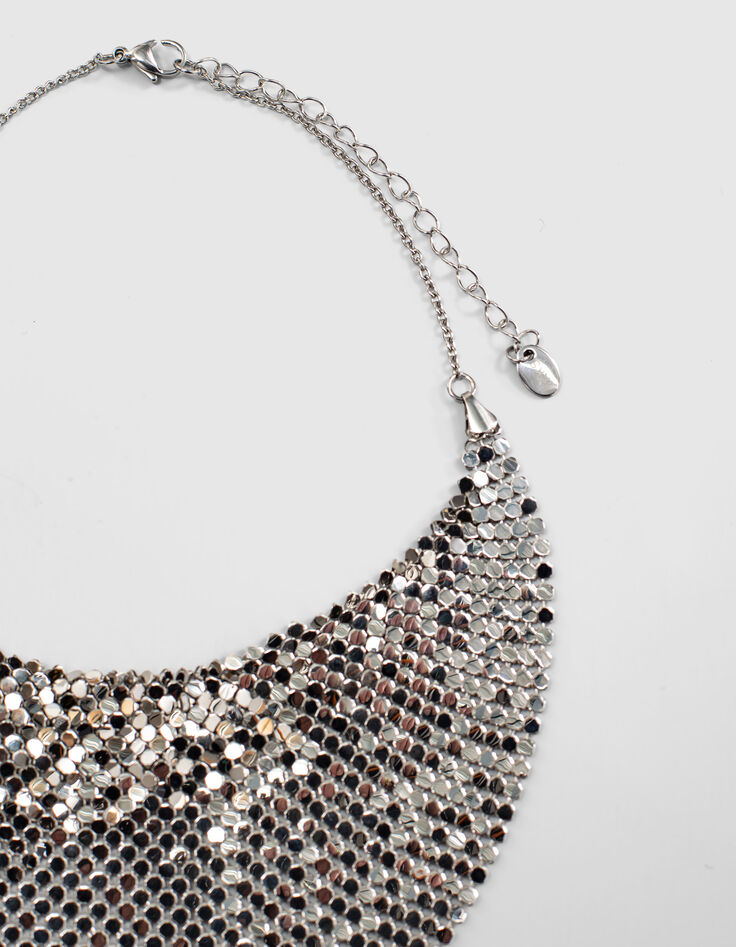 Women’s silver-toned mesh scarf necklace-3