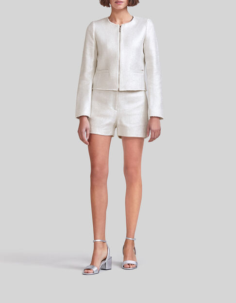 Veste maille coton bio façon tweed enduit silver Femme - IKKS