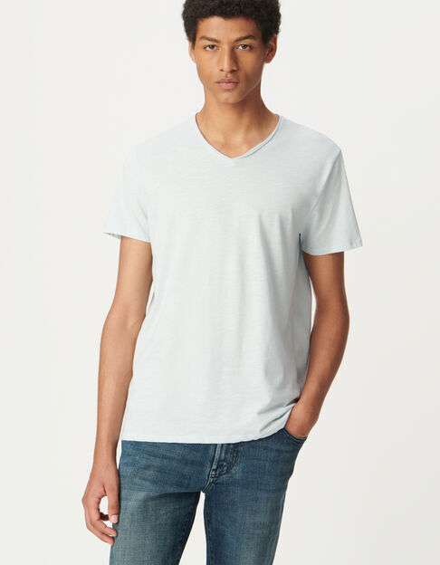 Men’s sky organic cotton Essential V-neck T-shirt - IKKS