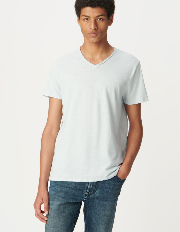 T-shirt L'Essentiel ciel coton bio encolure V Homme-1 T-shirt L'Essentiel ciel coton bio encolure V Homme-1