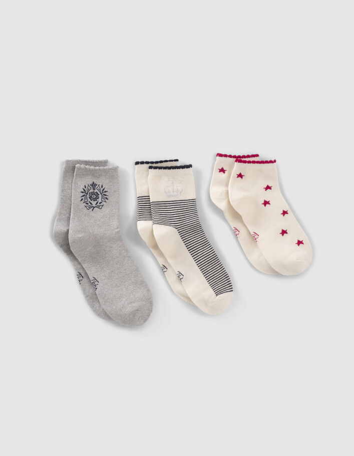 Girls’ navy/grey/pink socks - IKKS