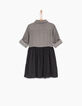 Robe-chemise grise en denim et tulle noir fille-4