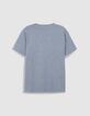 T-shirt encolure V bleu coton bio flamm&eacute; Homme-6