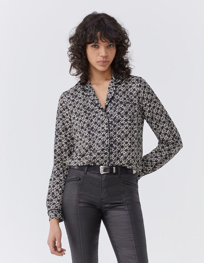 Pure Edition chemise en viscose soie fleur graphique femme-1