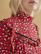 Women’s heart print short dress with ruffles and lace-5