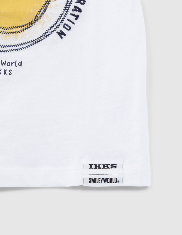 Weißes Jungen-T-Shirt mit Print und SMILEYWORLD-Stickerei - IKKS