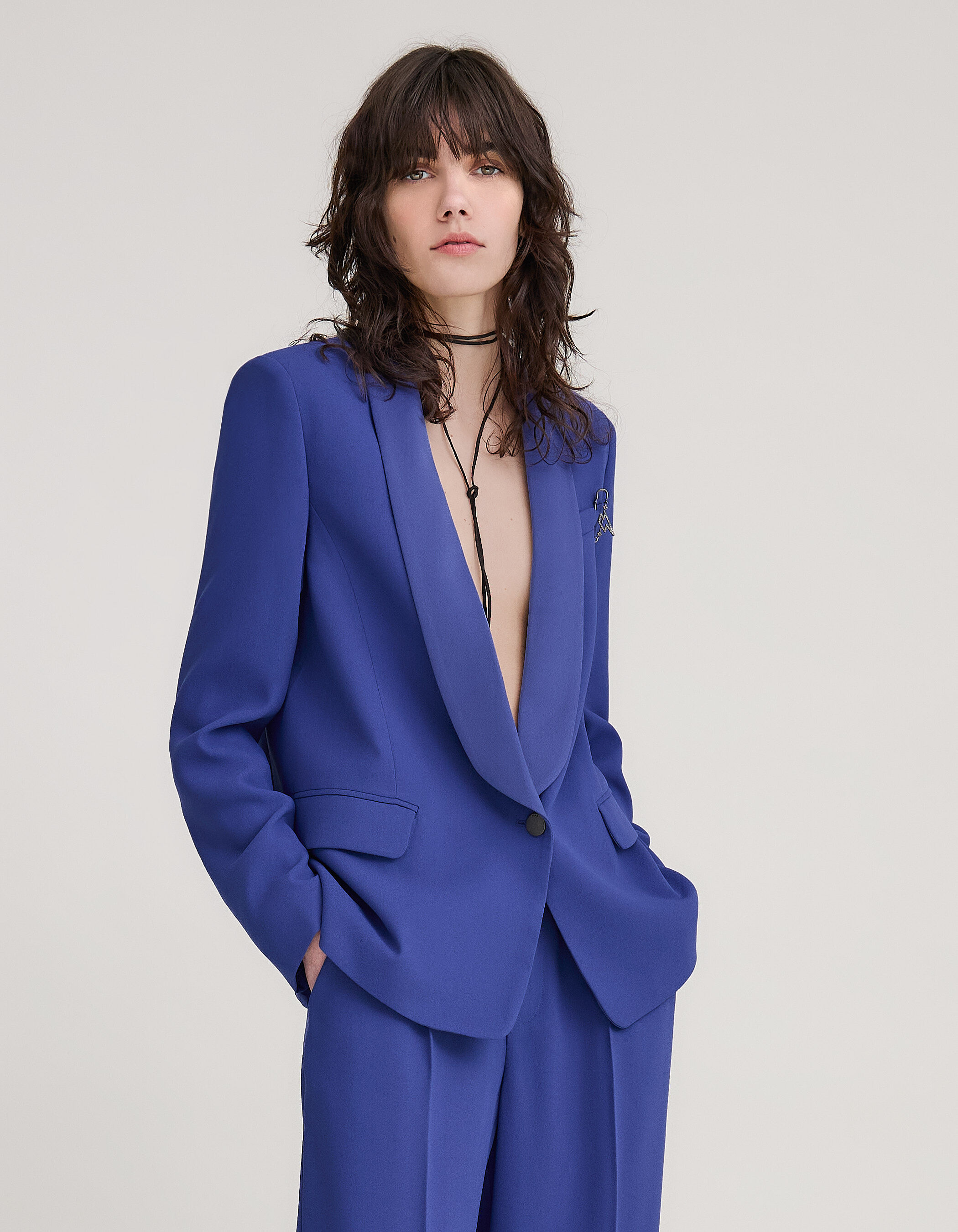 Veste de costume bleu roi oversize col chale Femme IKKS