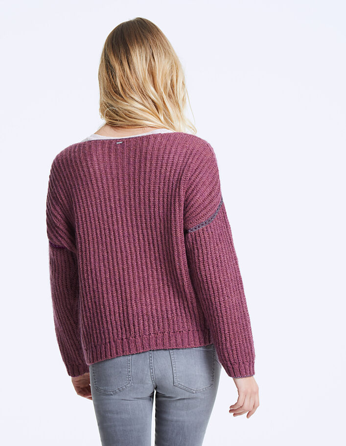Women's mauve fluffy wool cropped sweater - IKKS