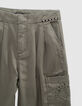 Pantalon BATTLE kaki brodé fille-4