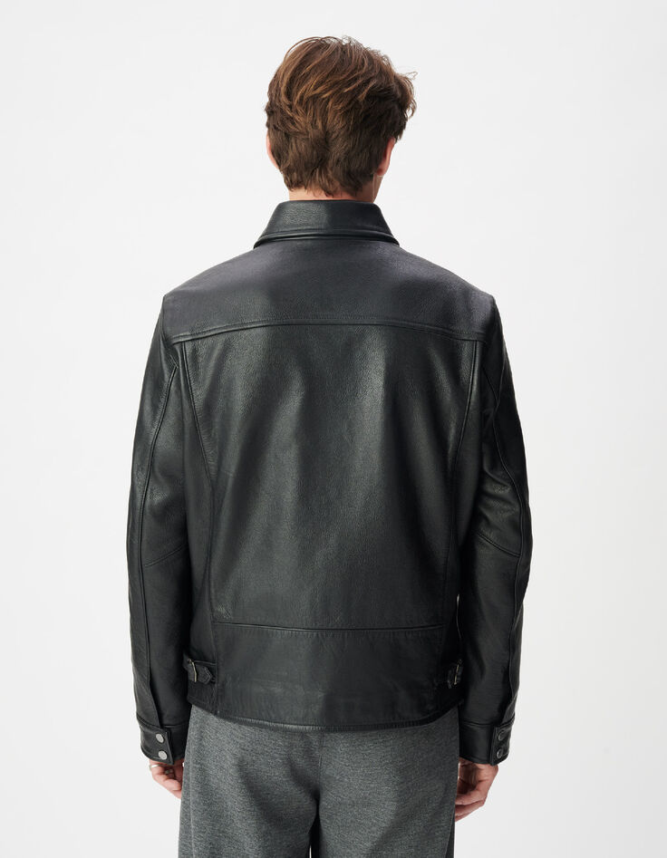 Zwart leren herenjack-4
