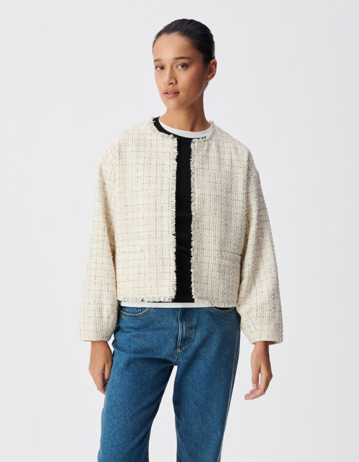 Oversized roze tweed jas Dames-3