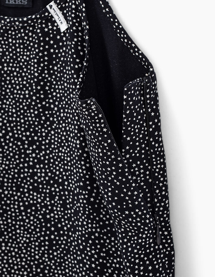 Schwarzes 2-in-1-Mädchenkleid mit Sternenprint und T-Shirt - IKKS