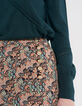 I.Code copper plant print long slit skirt-4