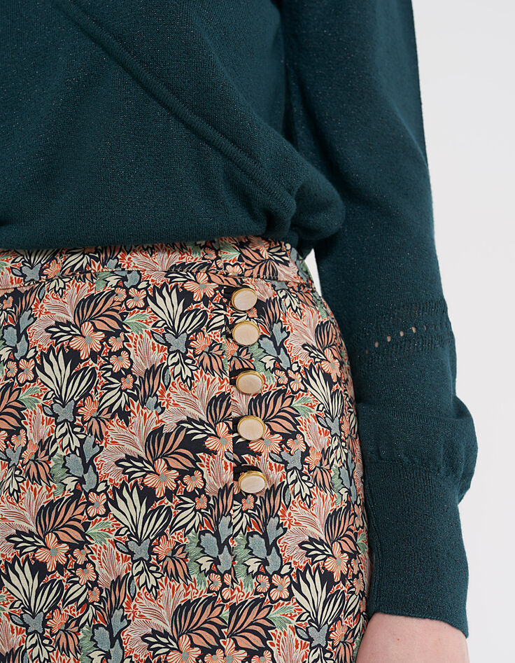 I.Code copper plant print long slit skirt-4 I.Code copper plant print long slit skirt-4