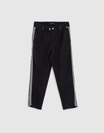 Pantalón negro con cordón lateral bordado niña - IKKS