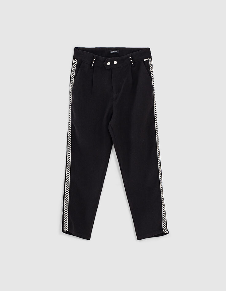 Pantalón negro con cordón lateral bordado niña-1
