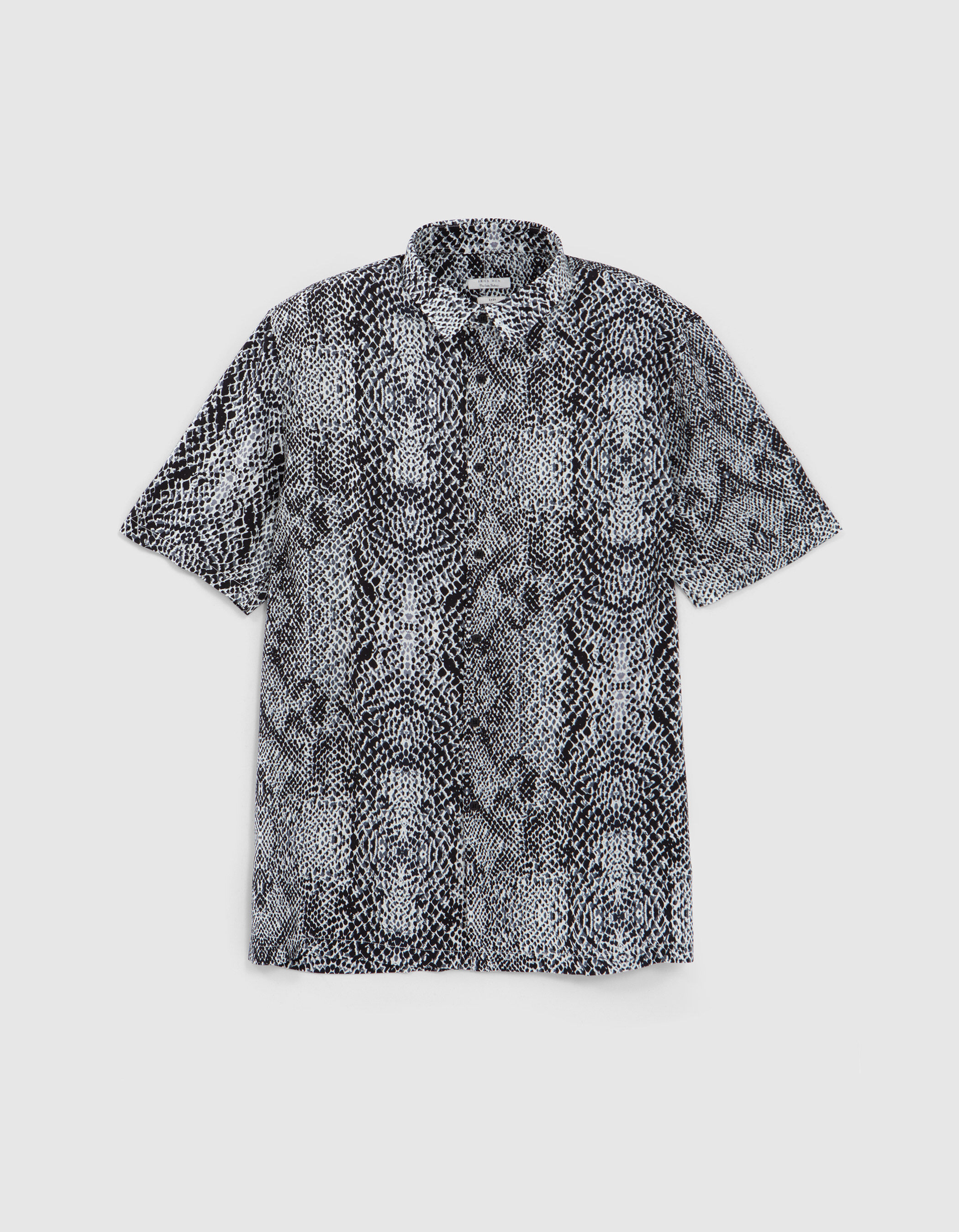 Men s black REGULAR shirt LENZING ECOVERO python effect