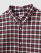 Chemise SLIM rouge &agrave; motif carreaux Homme-3