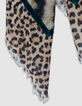 Bufanda cuadrada beige mezcla estampado leopardo Mujer-4