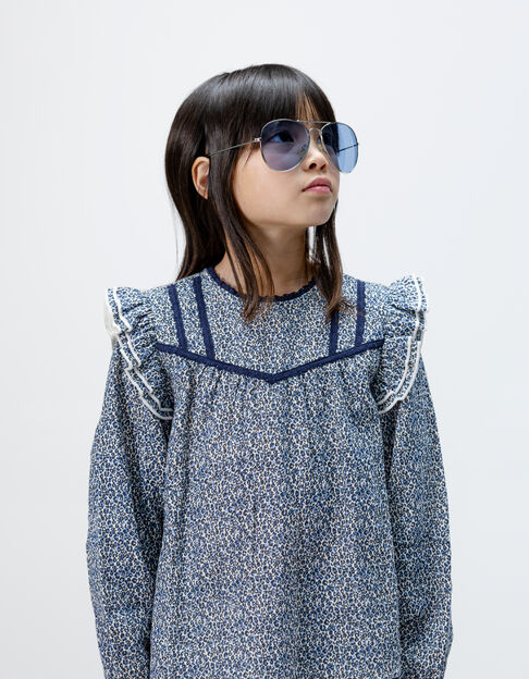 Blouse marine imprimé léopard-noeuds fille - IKKS