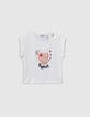White organic cotton T-shirt with message for girl-1