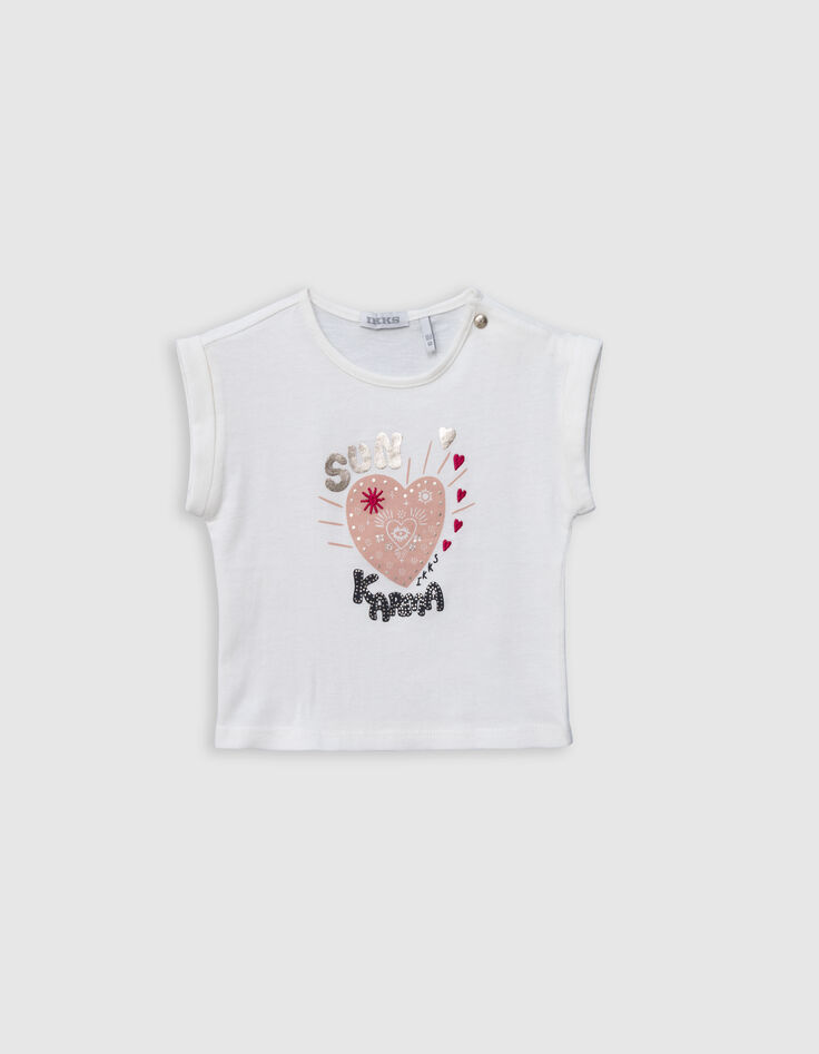 White organic cotton T-shirt with message for girl-1