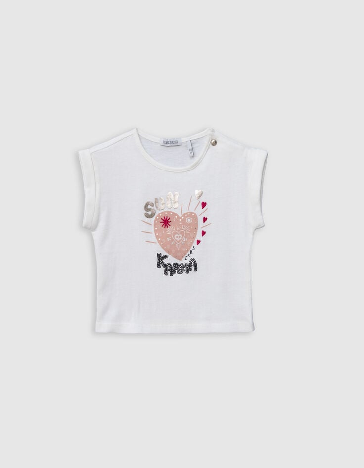 White organic cotton T-shirt with message for girl-1 White organic cotton T-shirt with message for girl-1