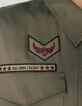 Women’s khaki tencel safari jacket, army badges and belt-4