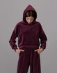 Girls’ burgundy velvet knit hoodie-2