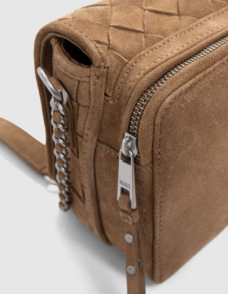 Women's sand woven suede 1440 Steward Bag-4