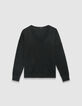 Schwarzer Damenfeinstrickpulli Fischgräten Strass hinten-5