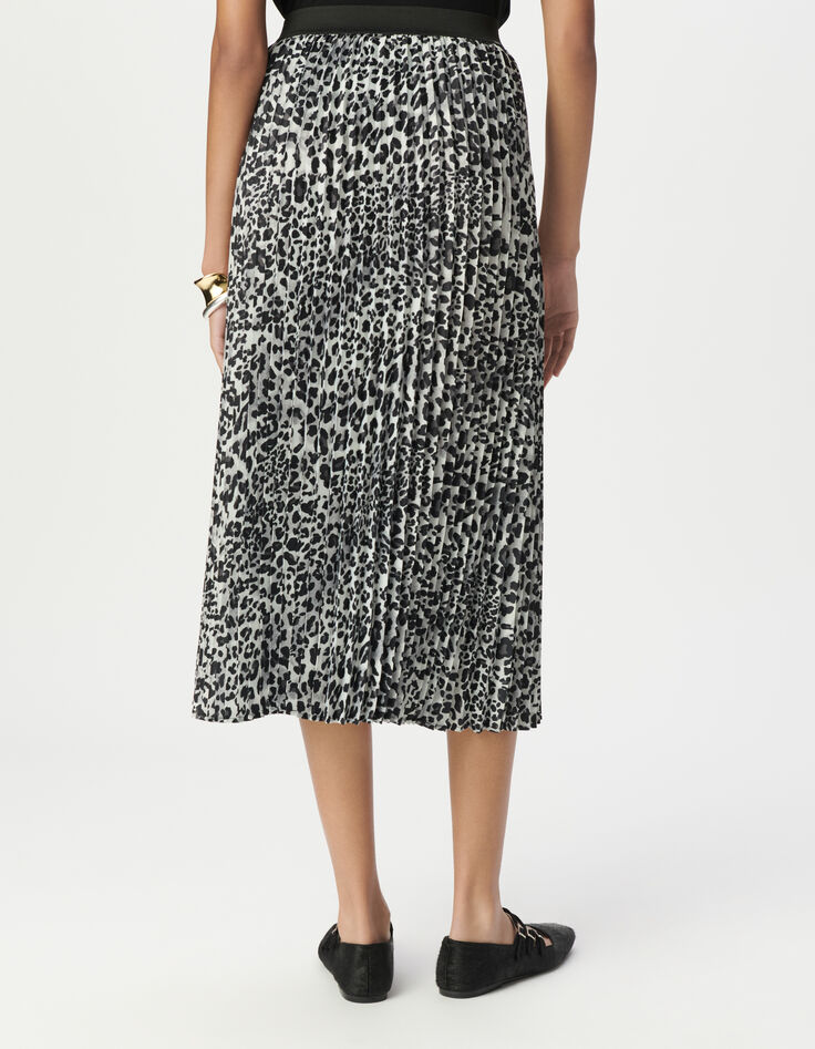 Jupe plissée grise polyester recyclé panthère Femme-3 Jupe plissée grise polyester recyclé panthère Femme-3